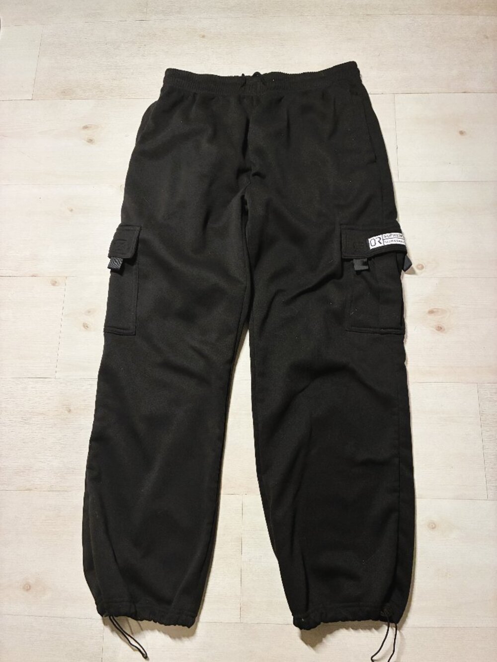 Oversized Men's Black Cargo Sweatpants Loose Fit Size XL